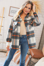 Load image into Gallery viewer, Charcoal Plaid Flannel Button Down Oversized Jacket
