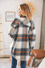 Load image into Gallery viewer, Charcoal Plaid Flannel Button Down Oversized Jacket
