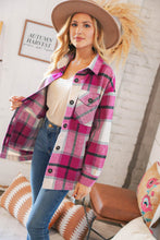 Load image into Gallery viewer, Magenta Plaid Flannel Button Down Oversized Jacket
