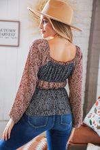 Load image into Gallery viewer, Cinnamon &amp; Grey Boho Floral Chiffon Tiered Woven Blouse
