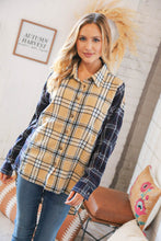 Load image into Gallery viewer, Black &amp; Beige Cotton Plaid Button Down Shirt
