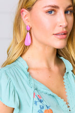 Load image into Gallery viewer, Lilac Geo Resin Stone Drop Earrings
