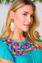Load image into Gallery viewer, Blush &amp; Gold Leather Fringe Feather Earrings

