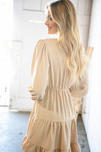 Load image into Gallery viewer, Beige Flow V Neck Knotted Babydoll Woven Dress
