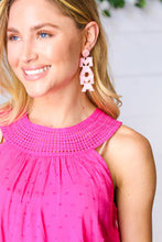 Load image into Gallery viewer, Pink Beaded MAMA Dangle Earrings
