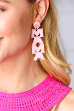 Load image into Gallery viewer, Pink Beaded MAMA Dangle Earrings
