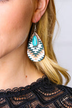 Load image into Gallery viewer, Western Blk/White Boho Stone &amp; Wood Pendant Earrings
