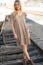 Load image into Gallery viewer, Leopard Print Flutter Sleeve Shift Dress with Side Pockets
