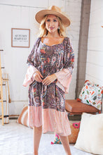 Load image into Gallery viewer, Berry Ethnic Paisley Sweet Heart Neck Bell Sleeve Dress
