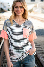 Load image into Gallery viewer, Stripe Camo Neon Orange Front Pocket Cotton Mix Top
