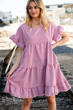 Load image into Gallery viewer, Red Ruffle Tiered Gingham Cotton Pocketed Dress
