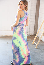 Load image into Gallery viewer, Lime Cobalt Tie Dye Sleeveless Pocketed Maxi Dress
