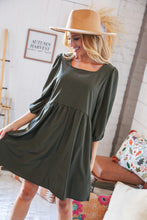 Load image into Gallery viewer, Moss Square Neck Three-Quarter Sleeve Woven Dress
