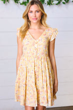 Load image into Gallery viewer, Yellow Floral Button Up Lined Dress
