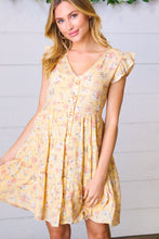 Load image into Gallery viewer, Yellow Floral Button Up Lined Dress
