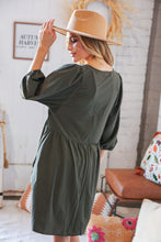 Load image into Gallery viewer, Moss Square Neck Three-Quarter Sleeve Woven Dress
