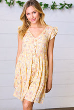 Load image into Gallery viewer, Yellow Floral Button Up Lined Dress
