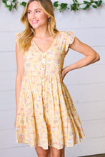 Load image into Gallery viewer, Yellow Floral Button Up Lined Dress
