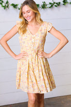 Load image into Gallery viewer, Yellow Floral Button Up Lined Dress
