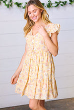 Load image into Gallery viewer, Yellow Floral Button Up Lined Dress
