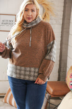 Load image into Gallery viewer, Taupe Two-Tone Bushed Hacci Houndstooth Turtle Neck
