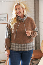 Load image into Gallery viewer, Taupe Two-Tone Bushed Hacci Houndstooth Turtle Neck
