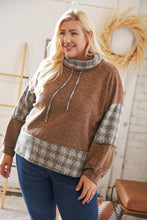 Load image into Gallery viewer, Taupe Two-Tone Bushed Hacci Houndstooth Turtle Neck
