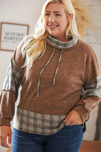 Load image into Gallery viewer, Taupe Two-Tone Bushed Hacci Houndstooth Turtle Neck
