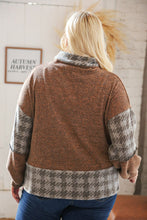 Load image into Gallery viewer, Taupe Two-Tone Bushed Hacci Houndstooth Turtle Neck
