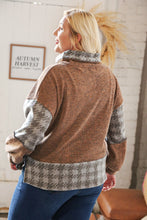 Load image into Gallery viewer, Taupe Two-Tone Bushed Hacci Houndstooth Turtle Neck
