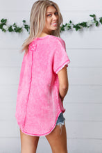 Load image into Gallery viewer, Washed Pink Baby Waffle Short Sleeve Top
