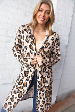 Load image into Gallery viewer, Animal Print Brushed Knit Pocketed Cardigan Hoodie
