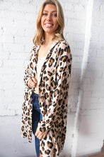 Load image into Gallery viewer, Animal Print Brushed Knit Pocketed Cardigan Hoodie
