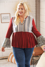 Load image into Gallery viewer, Berry Hacci Aztec Multistripe Outseam Bell Sleeve Top
