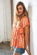 Load image into Gallery viewer, Peach Boho Floral Baby Doll Peplum Woven Blouse
