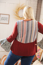 Load image into Gallery viewer, Berry Hacci Aztec Multistripe Outseam Bell Sleeve Top
