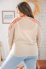 Load image into Gallery viewer, Beige Textured Two-Tone Leopard Print Color Block Pullover Top
