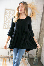 Load image into Gallery viewer, Black Babydoll Bell Sleeve Top

