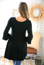 Load image into Gallery viewer, Black Babydoll Bell Sleeve Top
