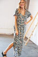 Load image into Gallery viewer, Camo Dolman Capped Sleeve Criss-Cross Back Maxi
