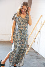 Load image into Gallery viewer, Camo Dolman Capped Sleeve Criss-Cross Back Maxi
