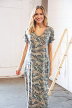 Load image into Gallery viewer, Camo Dolman Capped Sleeve Criss-Cross Back Maxi
