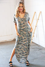 Load image into Gallery viewer, Camo Dolman Capped Sleeve Criss-Cross Back Maxi
