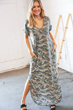 Load image into Gallery viewer, Camo Dolman Capped Sleeve Criss-Cross Back Maxi
