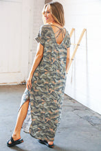 Load image into Gallery viewer, Camo Dolman Capped Sleeve Criss-Cross Back Maxi
