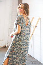 Load image into Gallery viewer, Camo Dolman Capped Sleeve Criss-Cross Back Maxi
