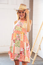 Load image into Gallery viewer, Coral Boho Floral Halter Neck Swing Dress
