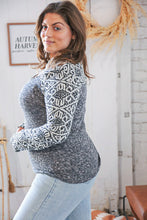 Load image into Gallery viewer, Black &amp; Cream Aztec Two Fer Slub Rib Terry Top
