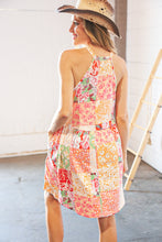 Load image into Gallery viewer, Coral Boho Floral Halter Neck Swing Dress
