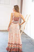 Load image into Gallery viewer, Boho Color Block Elastic Waist Ruffle Strap Maxi Dress
